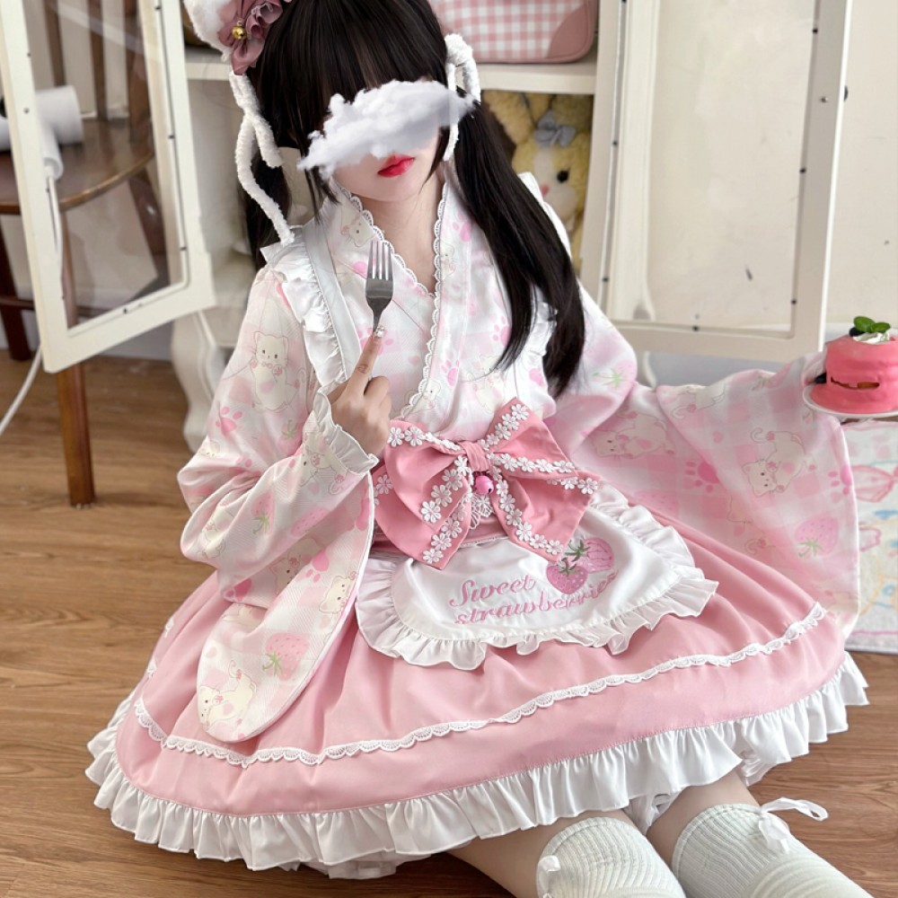 Cute Summer Kitty Wa Lolita 4pc Set Outfit (HCT03)